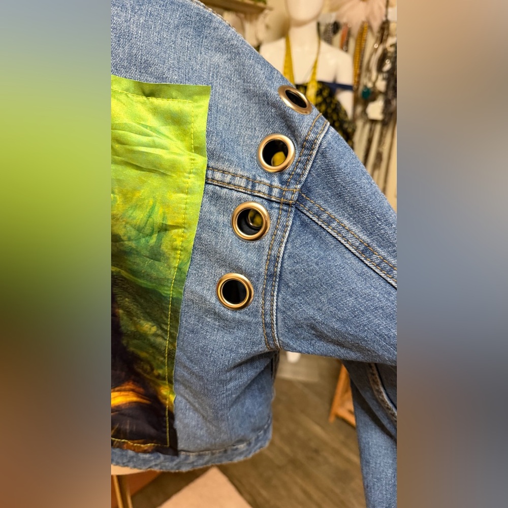 Denim Jacket with Graphic Text NWT by fashion nova - Picture 5 of 15